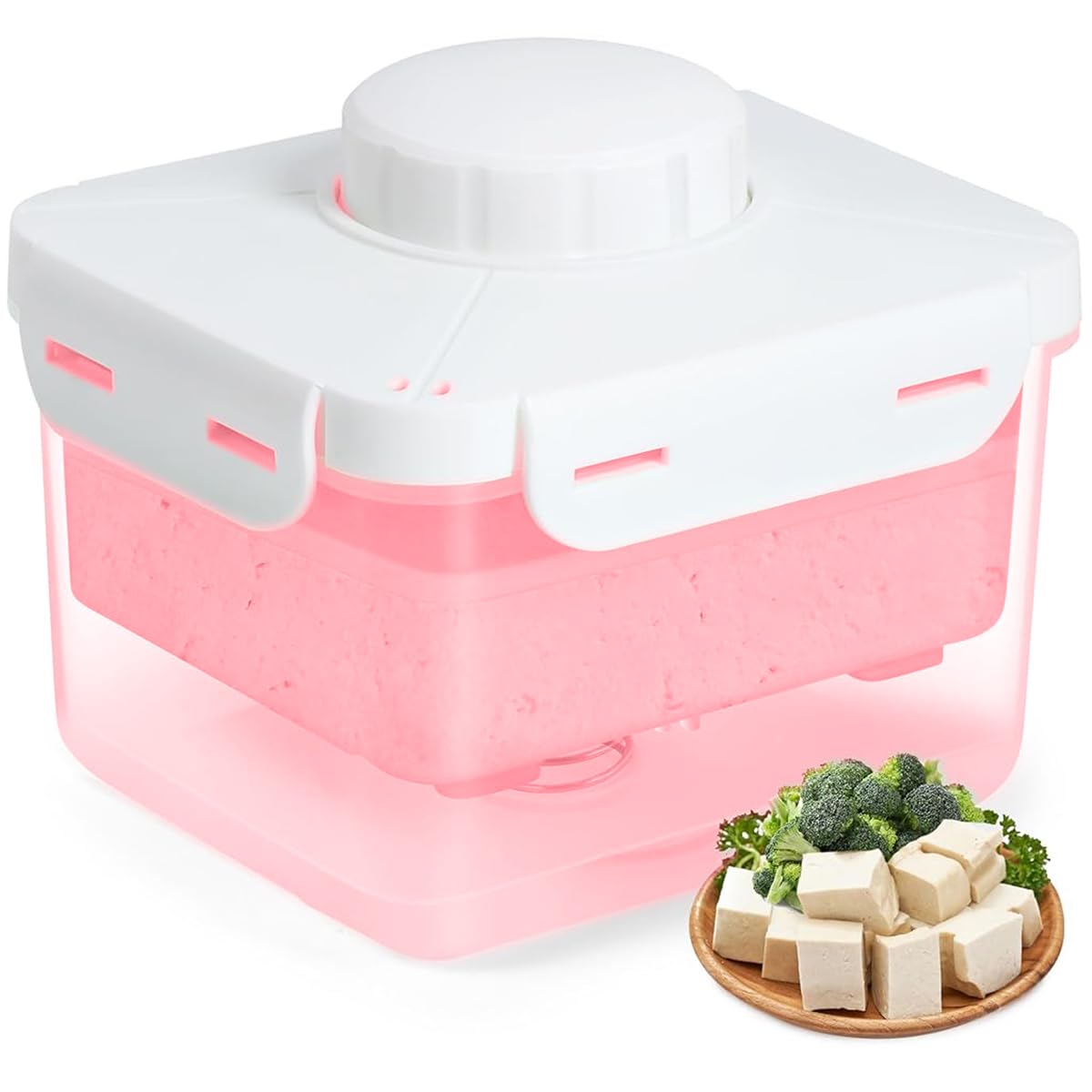 HASTHIP Tofu Press Tofu Maker Tofu Shaper Drainer Food-grade Fresh Tofu Mold Stainless Steel Spring-loaded Tofu Press for Homemade Tofu Salad, Vegan Diet, 15.5x13.5x13.5cm, Red HASTHIP Tofu Press Tofu Maker Tofu Shaper Drainer Food-grade Fresh Tofu Mold Stainless Steel Spring-loaded Tofu Press for Homemade Tofu Salad, Vegan Diet, 15.5x13.5x13.5cm, Red